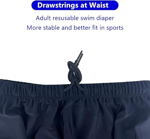 Miniatura 10 de AQX Pañales de natación reutilizables para adultos, con necesidades especiales, cubierta de plástico para pañales a prueba de fugas, pantalón de