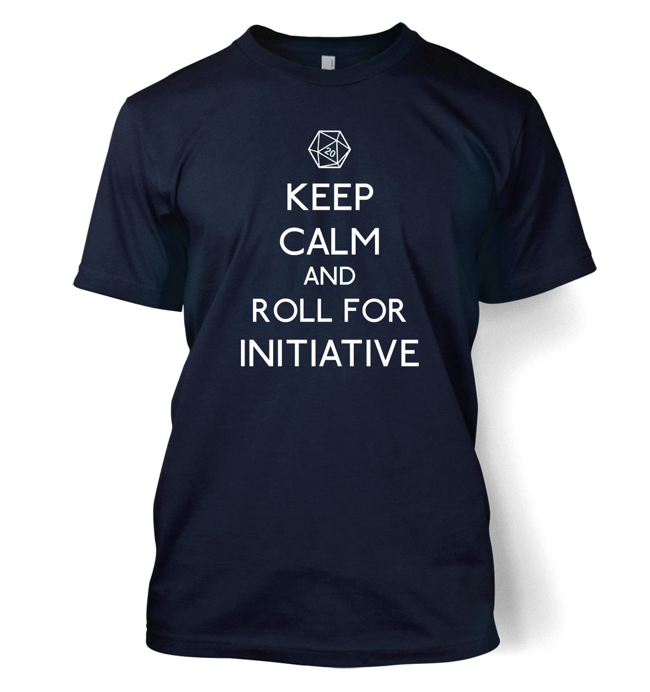 Gaming Tshirts By Big Mouth Men's Navy Keep Calm And Roll For Initiative T-Shirt - XXX-Large(54/56")