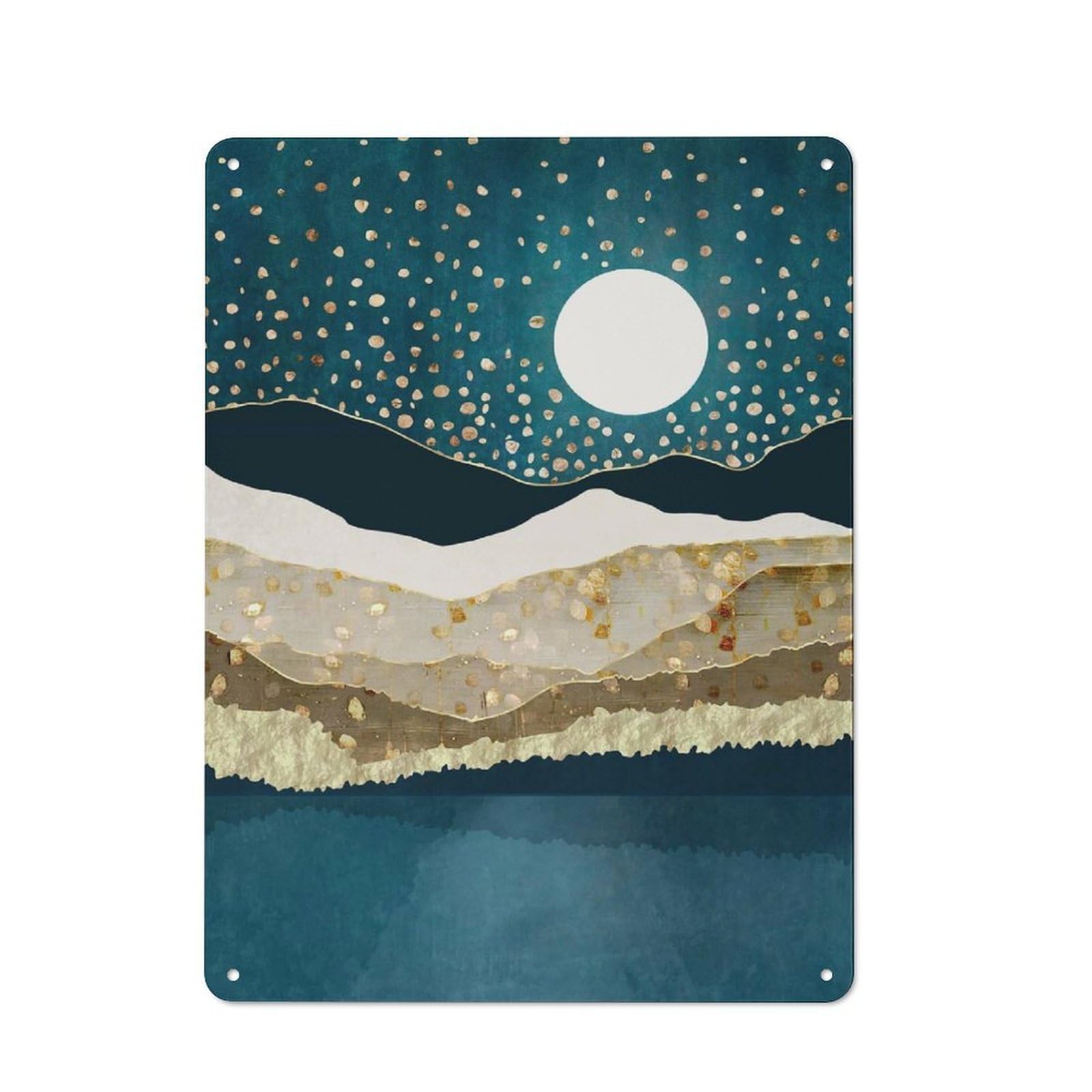 Junmoney Style-18 Vintage Tin Sign 40X30cm With Starlit Mountain Lake For Garage Or Workshop, For Vintage Wall Decor Fans, For Garage And Workshop Walls