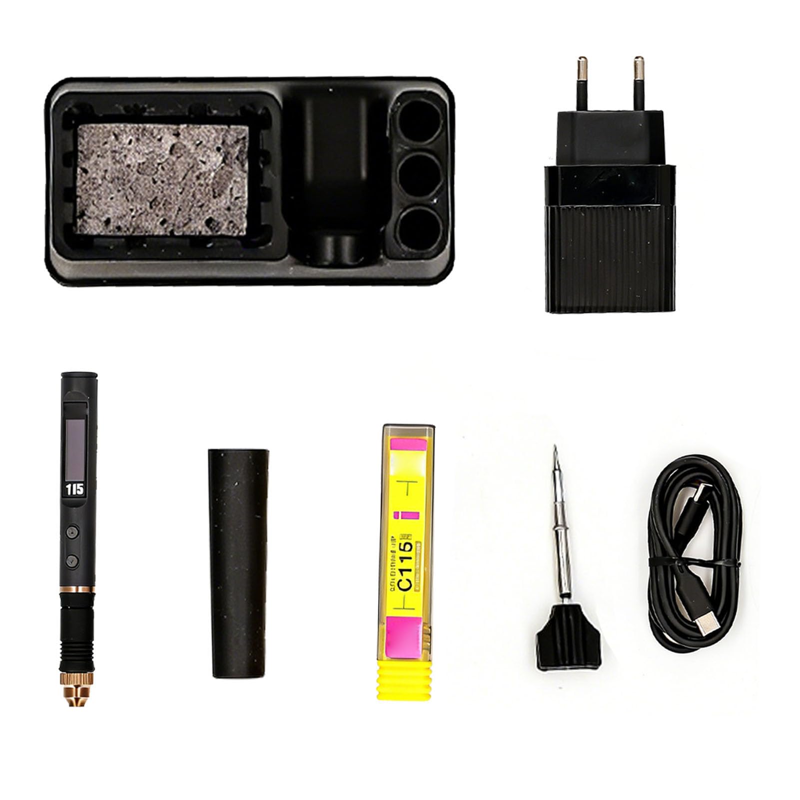 Gugxiom Kit de Fer à Souder Filaire Portable 100 W, Contrôle Intelligent de la Température avec écran OLED et Veille Automatique, Stylo de Fer à Souder Intelligent 176-788 ℉, Chau (Prise UE)