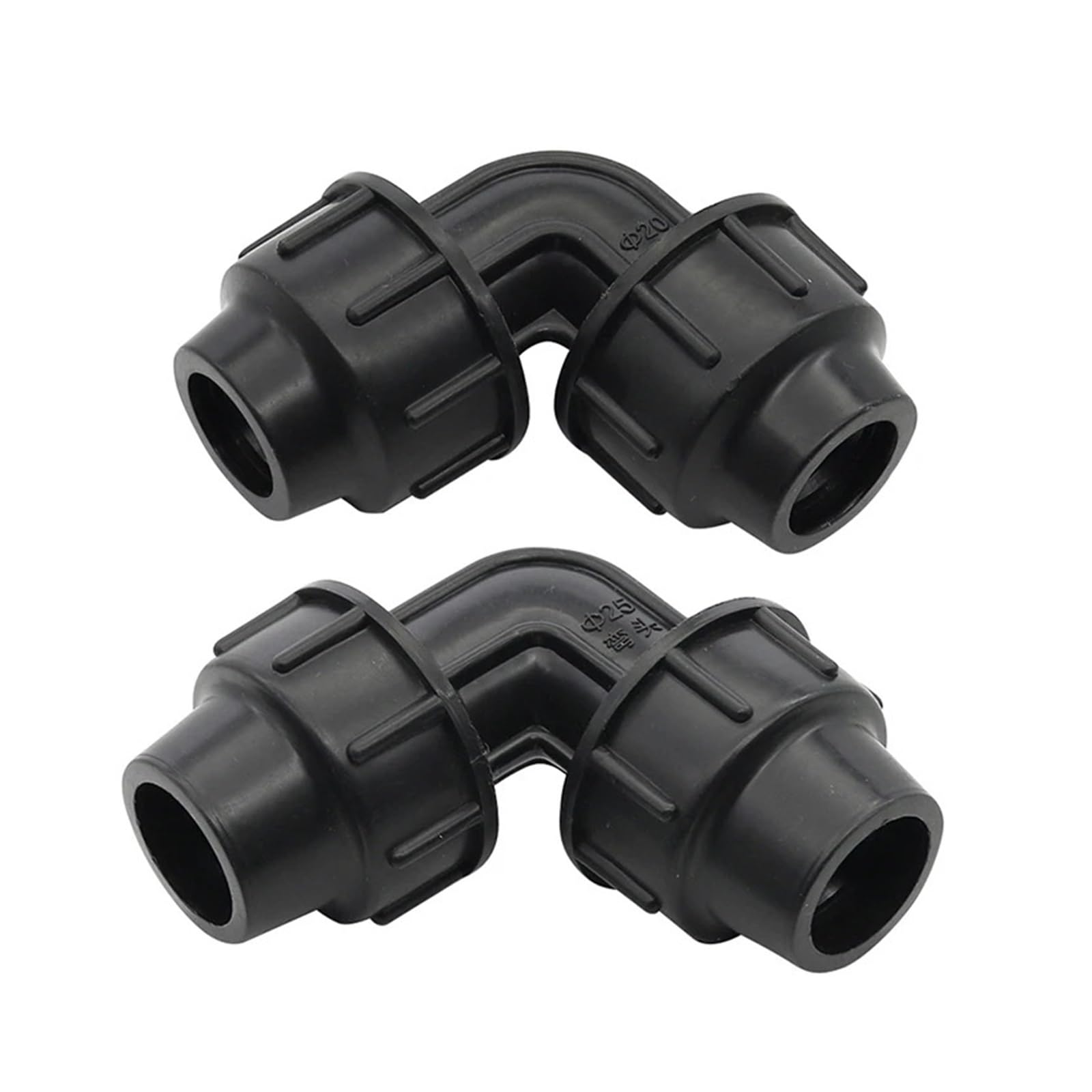 calidad 1/2 ", 3/4", 90 grados, tuerca de bloqueo de junta de tubería, conectores de curva de manguera, accesorios de riego por goteo for agricultura, accesorios de jardín, 10 Uds. durable(DN25mm)
