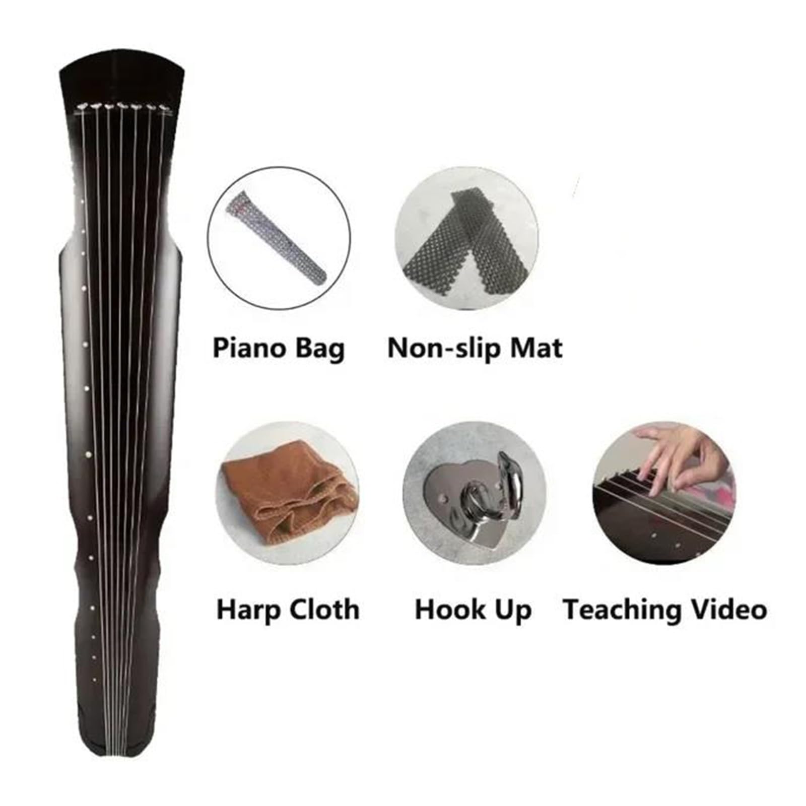 7saitiges Guqin 123 Cm Handgefertigtes Traditionelles Professionelles Saiteninstrument Für Anfänger Guqin Für Anfänger(Bk set 1)