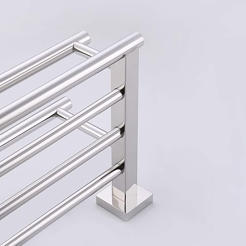 Miniatura 6 de Estante con barras para toallas KES A2112, minimalista, de acero inoxidable, rack con dos ganchos para toallas, Acero inoxidable, Pulido, 24 -