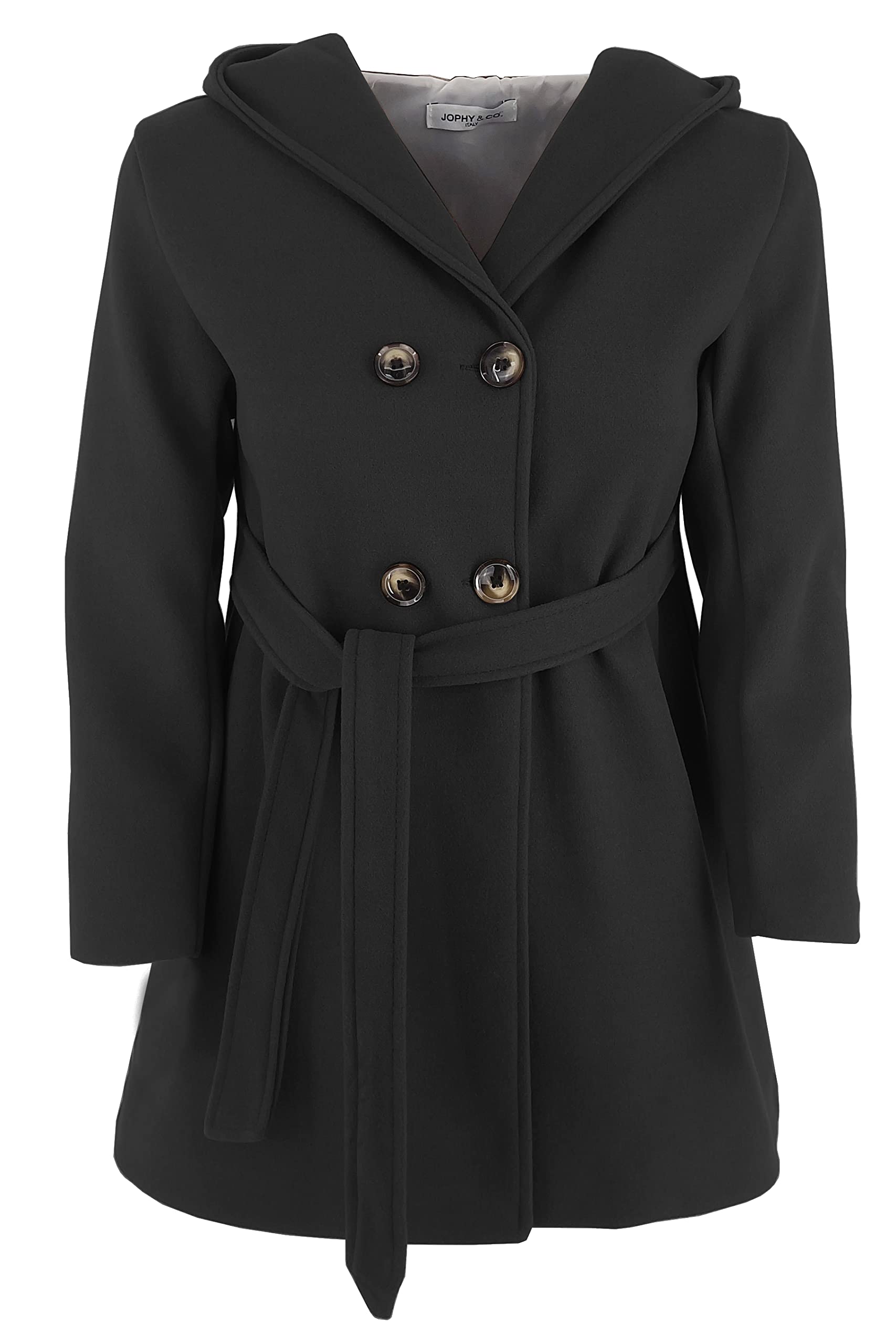 JOPHY & CO. Cappotto Bambina Doppiopetto con Cappuccio e Tasche (cod. 2078)