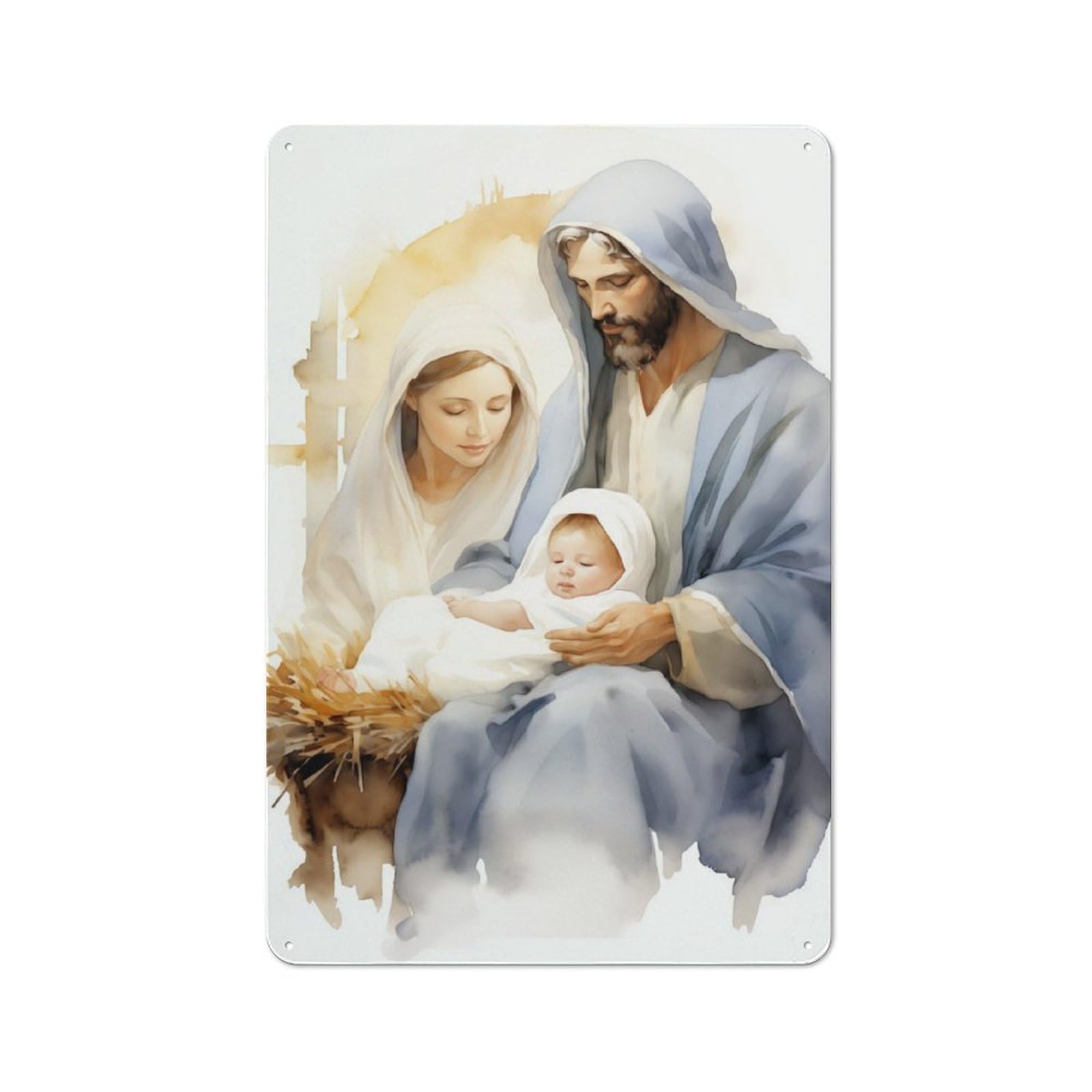 Junmoney Holy Family Painting - Nativity Scene Metal Wall Sign 30X20cm, Retro Decor For Pub Or Café, For Vintage Wall Decor Fans, For Garage And Workshop Walls