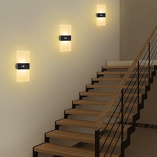 Miniatura 4 de SURPALIG Luz con sensor de movimiento, apliques de pared para interiores, 3600 mAh, funciona con pilas, recargable, luz LED magnética inalámbrica de