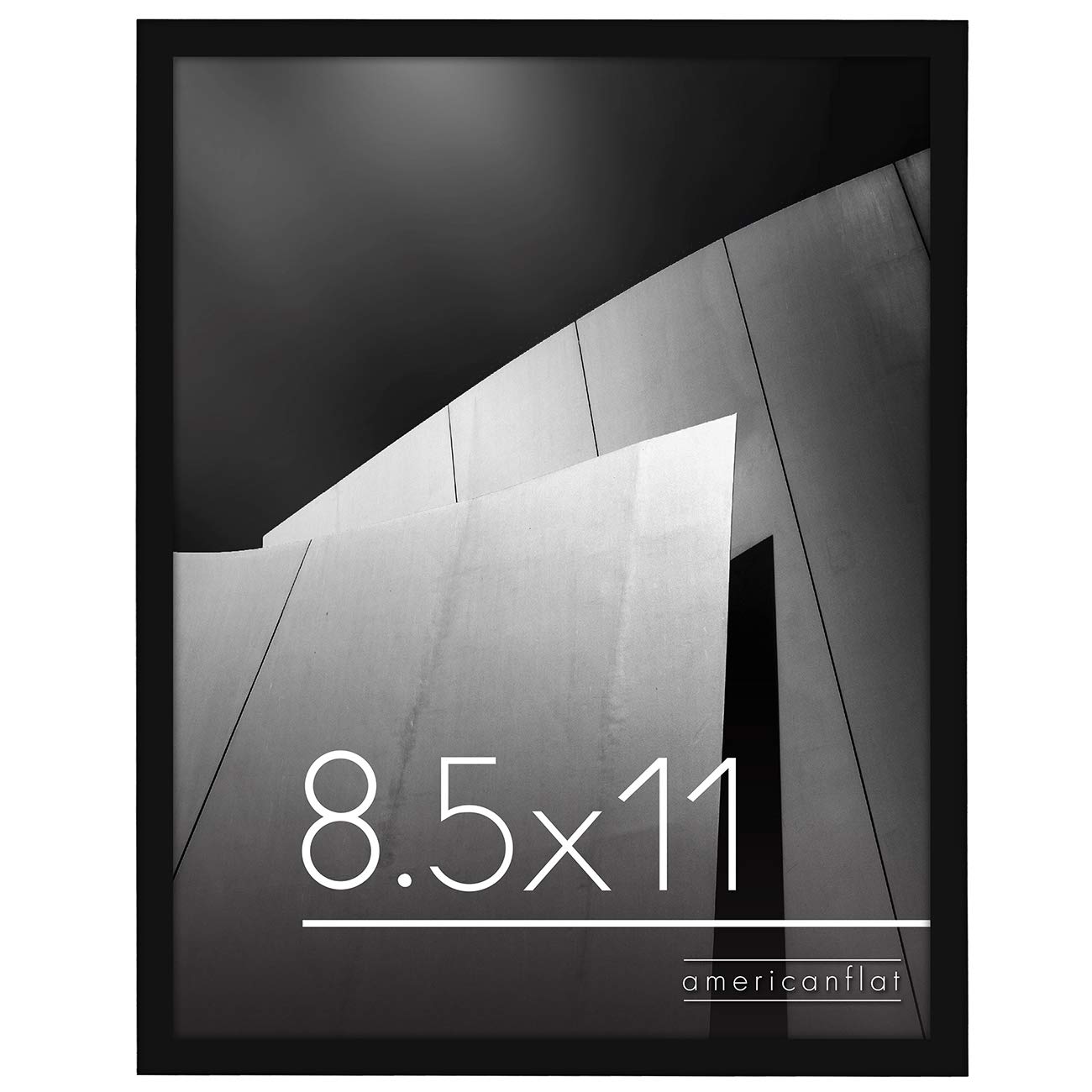 Americanflat 8.5x11 Picture Frame in Black - Thin Border Photo Frame with Shatter-Resistant Glass, Hanging Hardware, and Built-in Easel for Horizontal or Vertical Display Formats for Wall or Tabletop