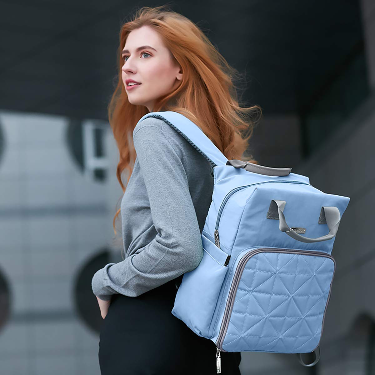 SONARIN Multifunzione Impermeabile Zaino Fasciatoio Bambino per Pannolini,Tracolla per passeggino,borsa antiurto per laptop,Bottiglia borse termiche,Grande Capacità,Lavabile in lavatrice(Blu)