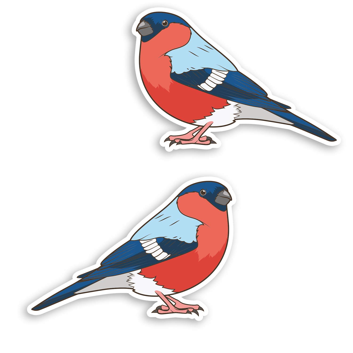 Destination Vinyl Ltd Multi 2 X 10Cm Bullfinch Bird Vinyl Stickers - Wildlife Nature Laptop Sticker #31014 (10Cm Wide)