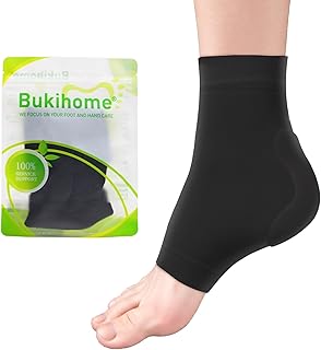 Bukihome Achilles Tendon Support Sleeves - Gel Padded Compression Socks for Tendonitis Relief - Breathable & Ergonomic Fit - 1 Pair of Large Size, Black