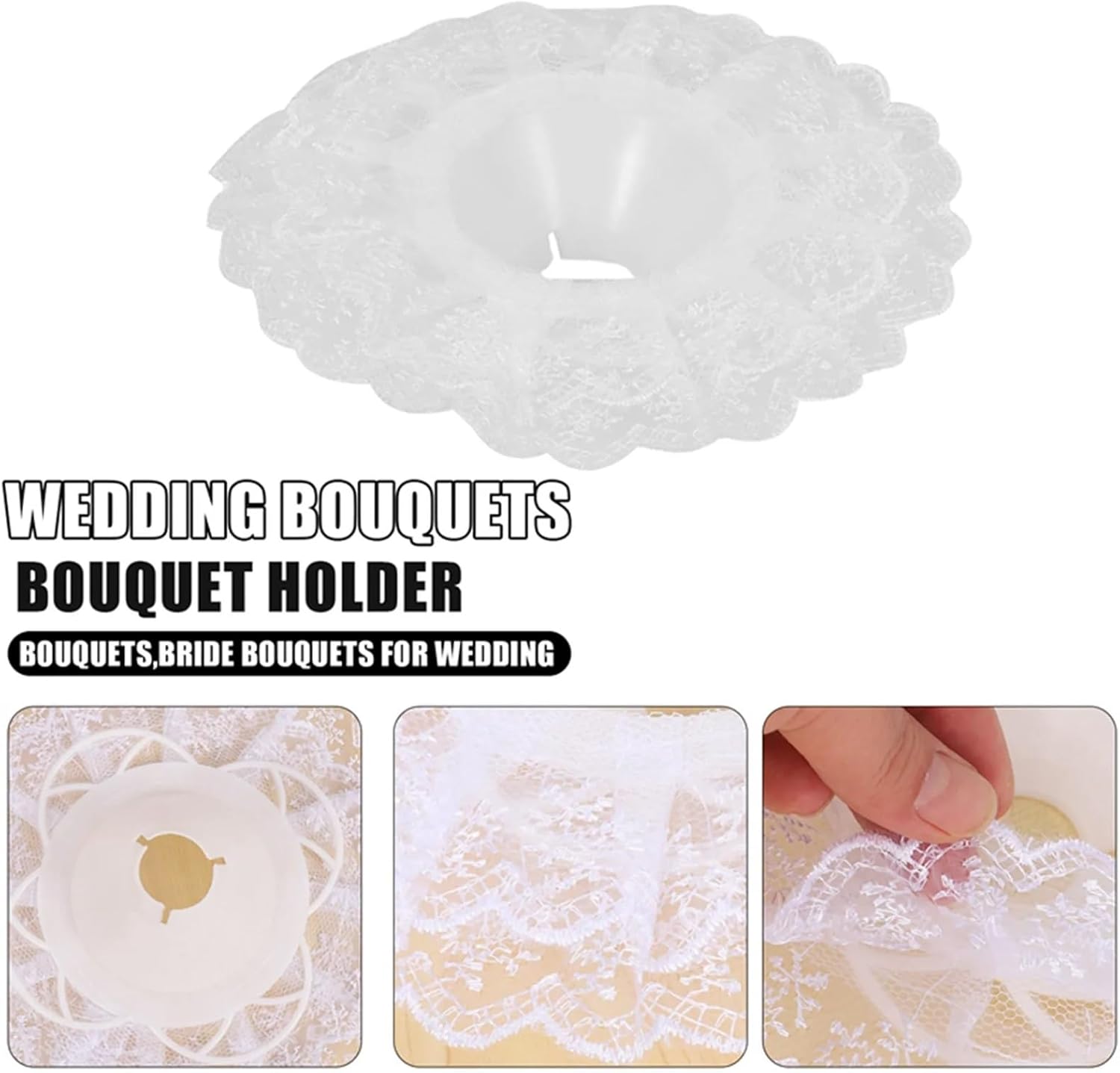 Bridal Bouquet Holder Collar Lace Floral Support 24 Pcs Lace Bouquet Collar, DIY Holder Wedding Bridal Decoration