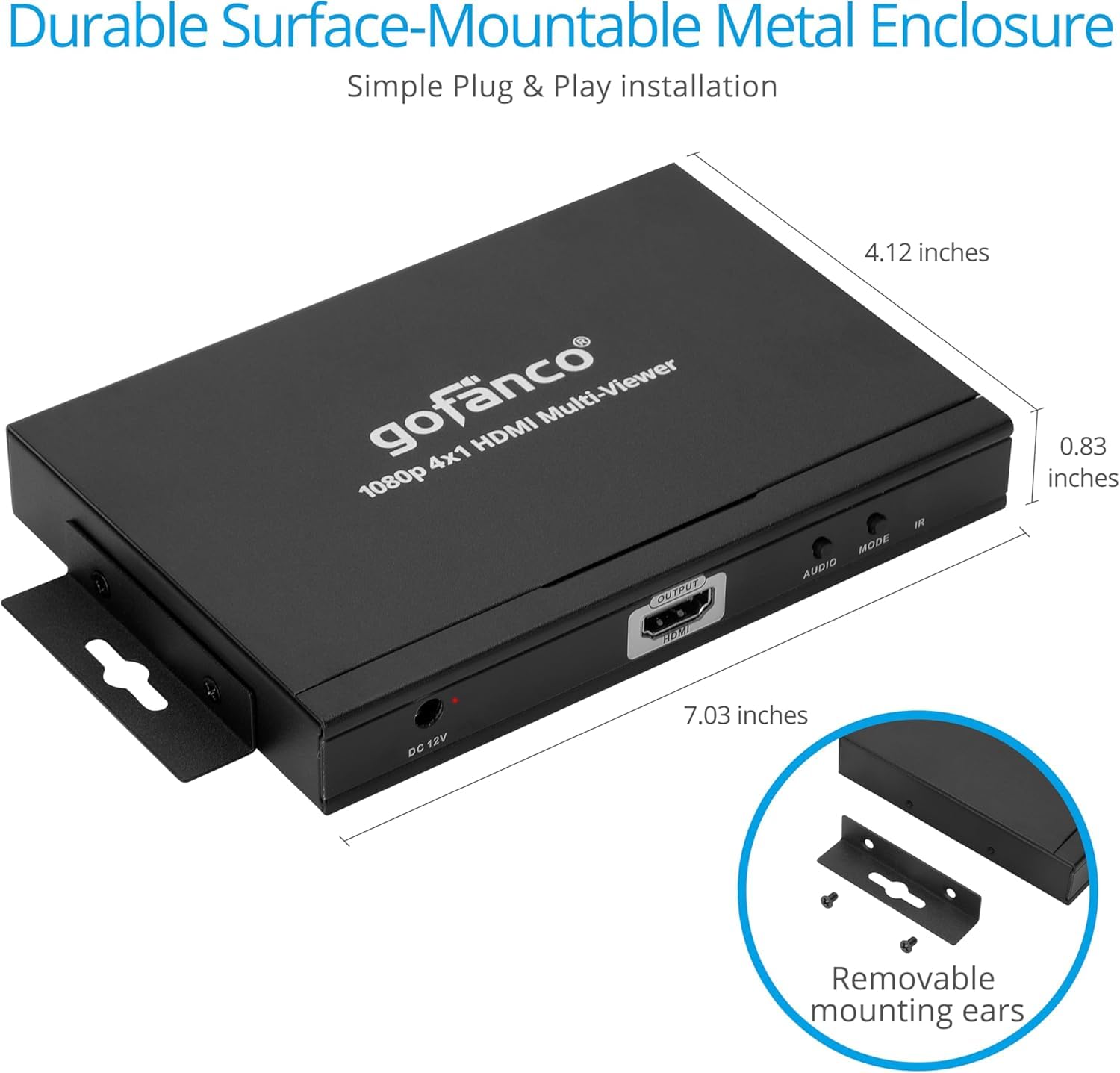 gofanco Visualizzatore multiplo HDMI 1080p 4x1 (QuadView) con telecomando - 4 ingressi HDMI (dispositivi) e 1 uscita (display), fino a 1080p, modalità quad/doppia/singola, PCM, commutazione audio