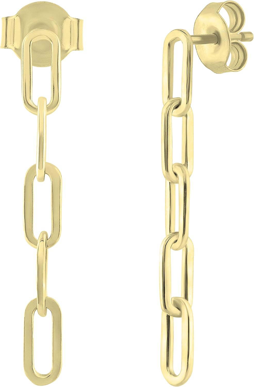 Dazzlingrock Collection Minimalist Paperclip Link Chain Drop Dangle Earrings for Women in Real Solid Gold