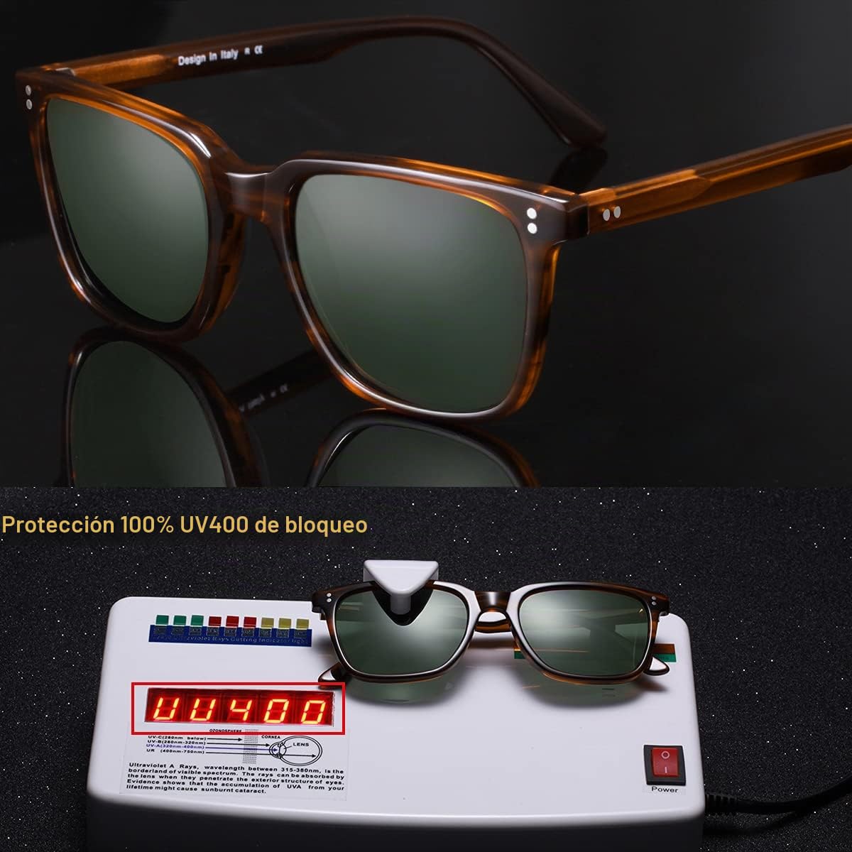 Carfia Gafas de sol Hombre Polarizadas Retro Cuadradas 100% Protección UV para Conducir Viajar