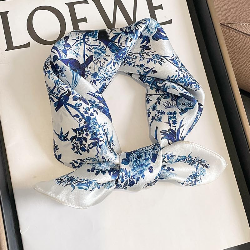Mulberry Silk Scarfs Neck Scarf 21"x21" Small Square Scarfs hair scarf bandana for Women Gift Packed 5