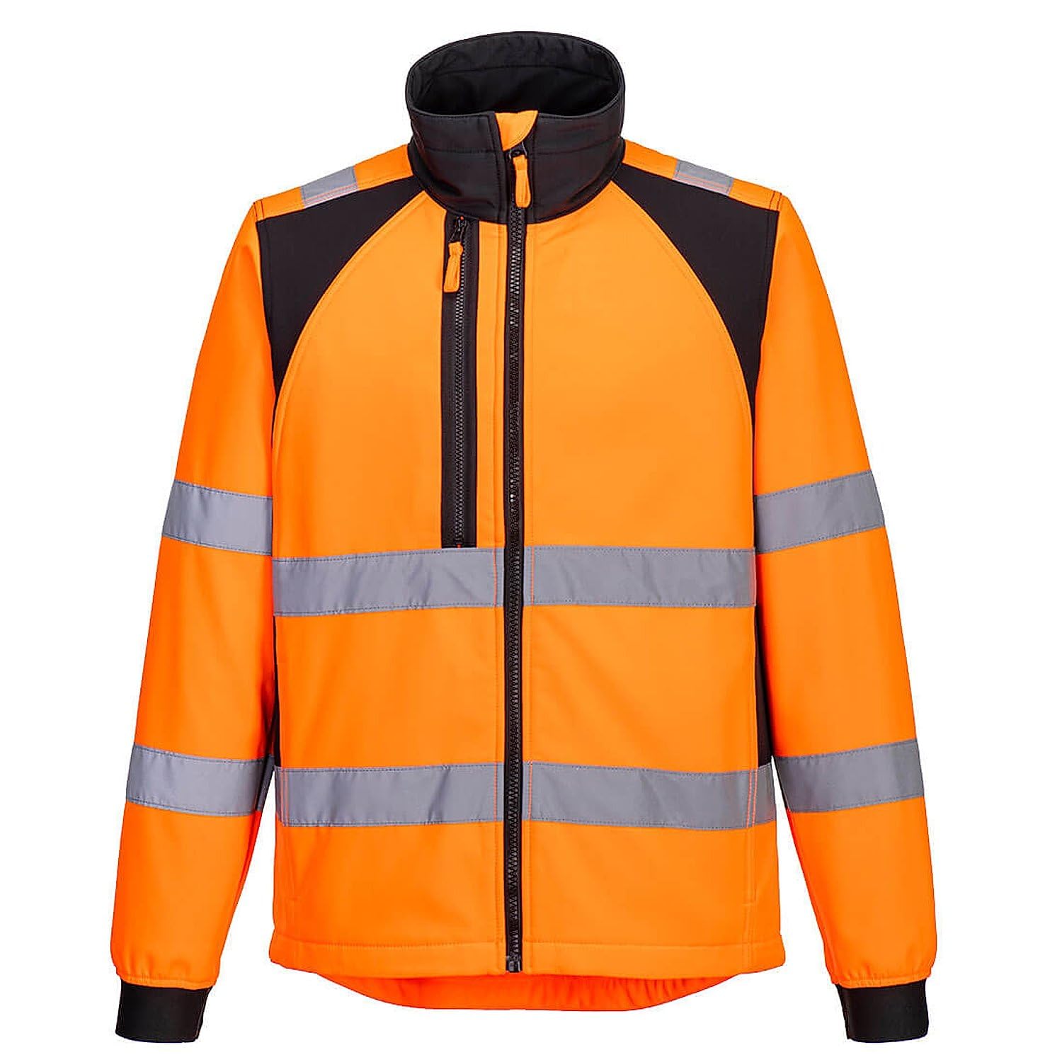 Portwest Chaqueta de Alta Visibilidad impermeable de tejido ecológico, detalle de cierre flúor CD875
