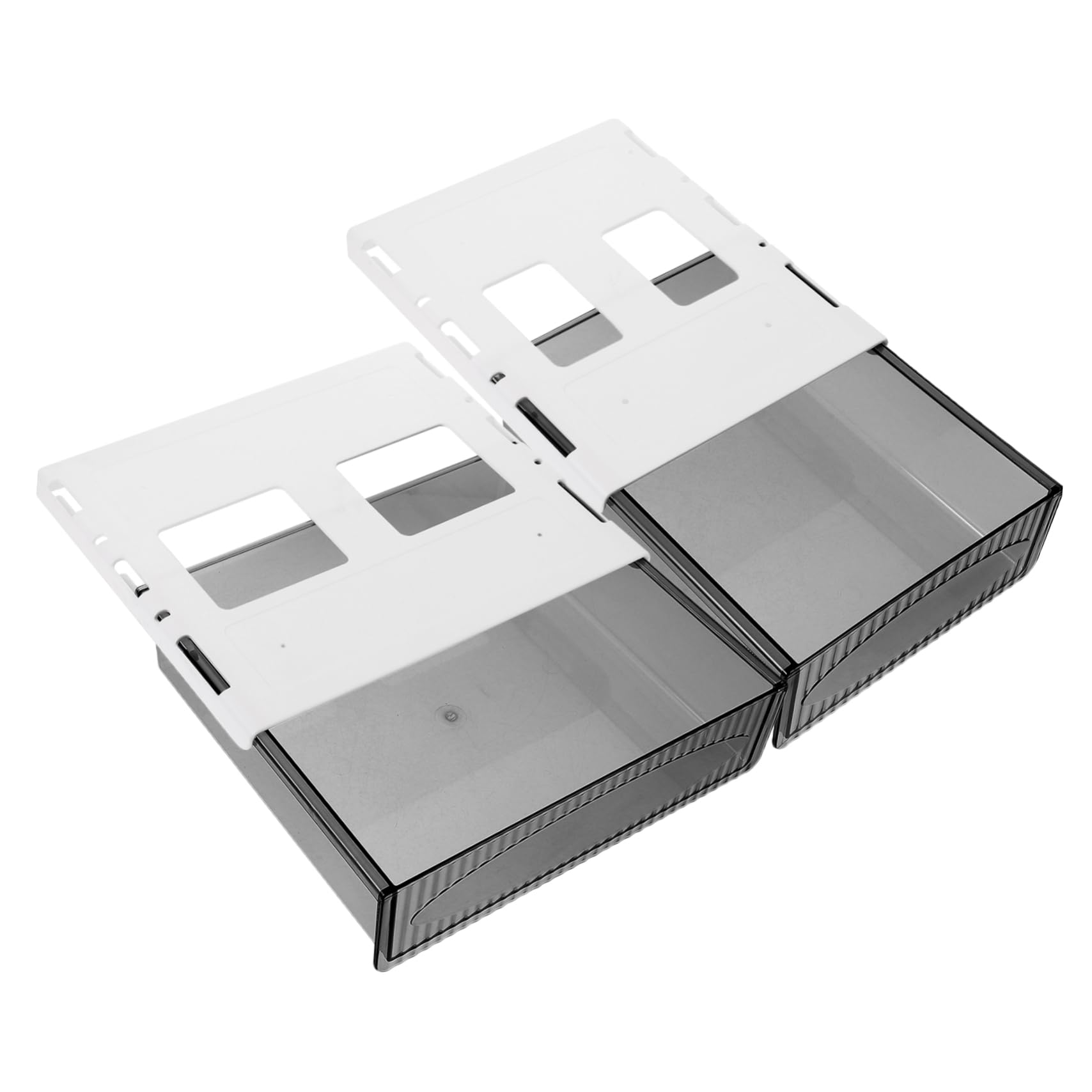 Organizer da Scrivania Sotto Tavolo, Cassetto Nascosto Nero 2 Pezzi | Plastica Resistente, Capienza Ampia, per Salotto e Cassettiera, Ripiano Discreto senza Fori