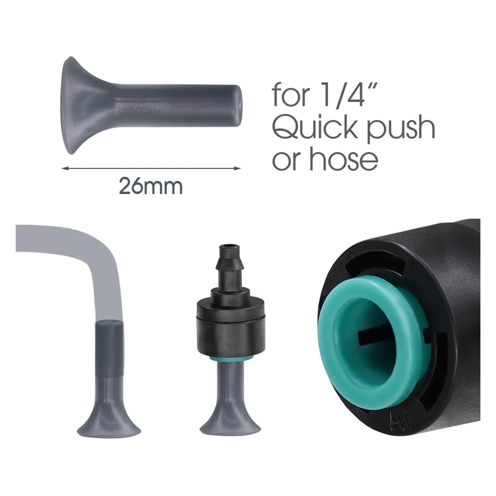 10/20 piezas 1/4 ''empuje rápido 2/3/4 vías enchufe estaca resistente 4/6-7MM acoplamiento de manguera Accesorios Neumáticos acuario for accesorio jardín(A,20pcs)