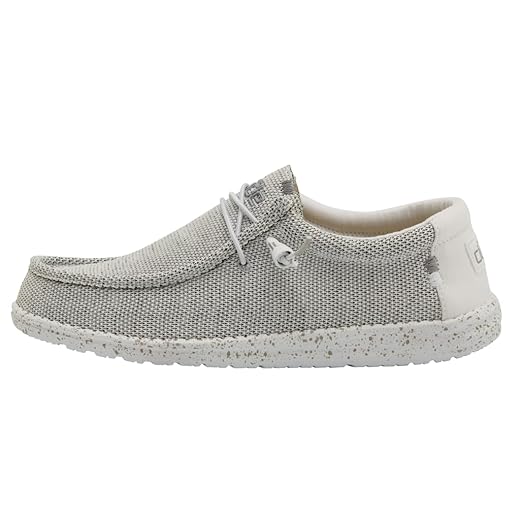 Hey Dude Men's Wally Sox Stone White Size 10 | Men’s Shoes | Men's Lace Up Loafers | Comfortable & Light-Weight