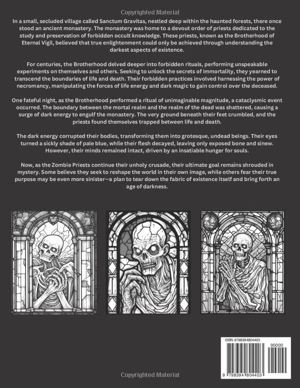 Miniatura 2 de Stained Glass Zombie Coloring Book for AdultsThe Monastery of Sanctum Gravitas Zombie coloring fun for Stress Relief & Relaxation