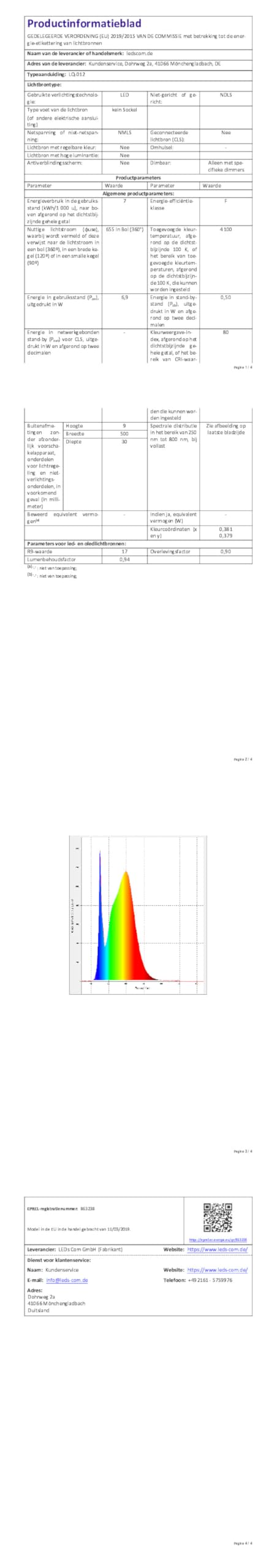 ledscom.de LED Unterbau-Leuchte SIRIS weiß matt mit Bewegungsmelder, flach, je 50cm, je 655lm, weiß, 3er Set