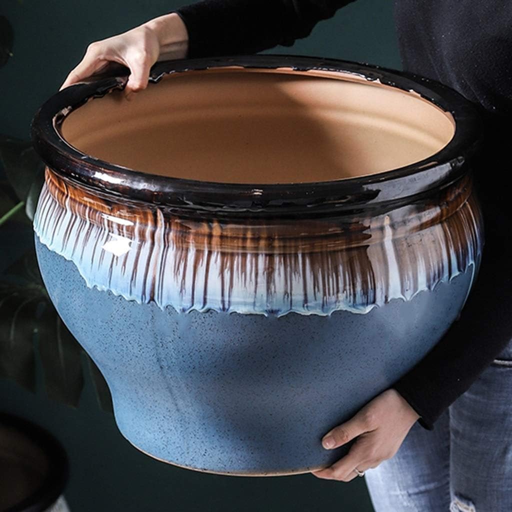 Wisząca donica na balkonie Prostota Dekoracja stołu Rośliny doniczkowe Ceramiczne doniczki na rośliny, Okrągłe doniczki z dużymi ustami (C 48 * 48 * 35.2CM)