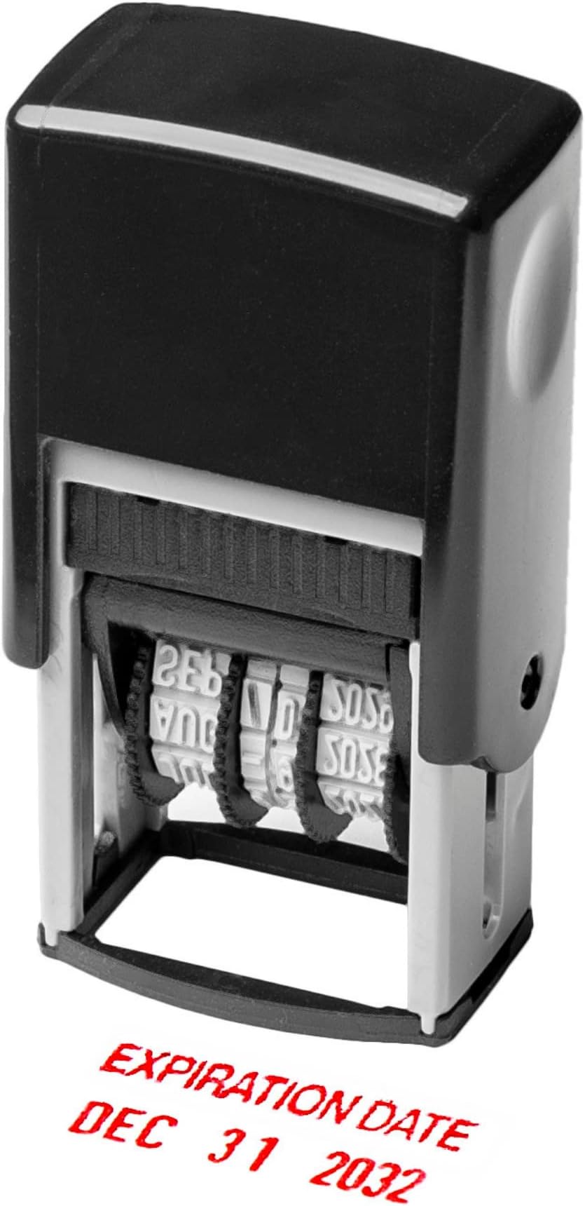 invera Self Inking Rubber Stamp, Phrase with Date Stamp, Refillable Office Supply Business Stamps (Expiration Date)