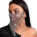 PATPAT® Tassel Masks Masquerade Masks for Women, Sparkly Crystal Metal Mesh Mask, Black Tassel Beads Chain Masks for Performance, Prom, Costume Party Festival Rave, Masquerade Party Halloween Gifts gallery image