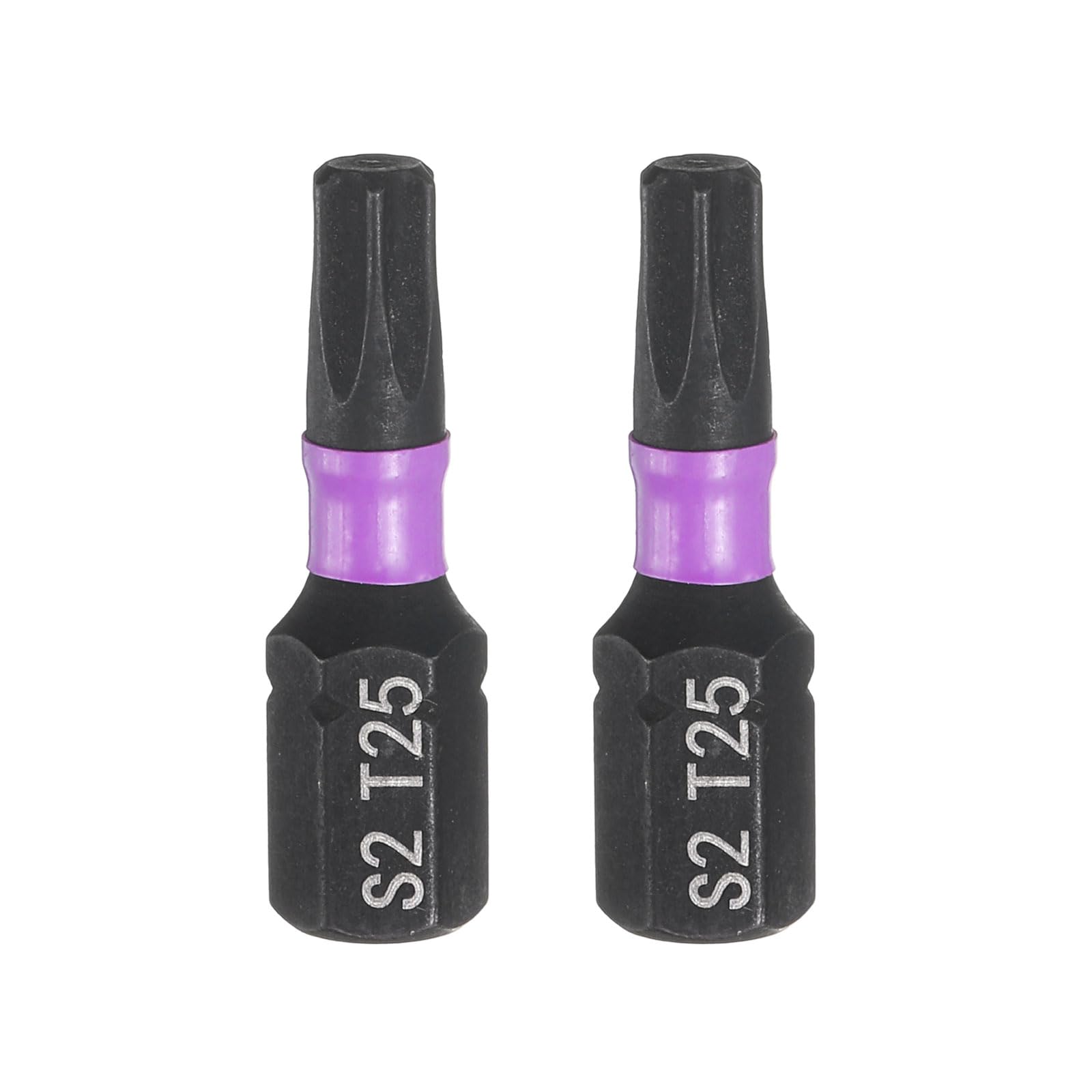 HARFINGTON 2pcs T25 Torx Screwdriver Bit 1/4" Hex Shank 25mm/1" Length Magnetic Star 6 Point Head Hex Bits S2 Steel Screw Driver Bit Industrial Grade