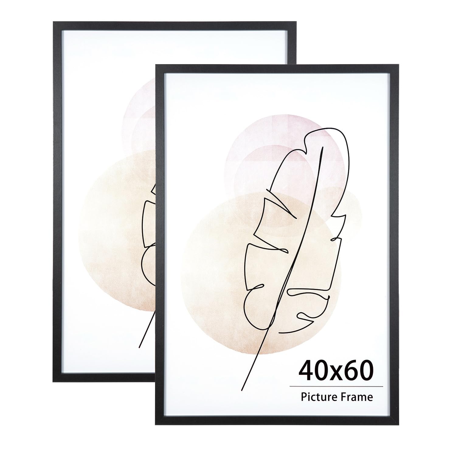 Kaiwin Black 40X60 Picture Frame Set Of 2, Wooden Poster Frame, 40X60 Picture Frames For Wall Mounting Display For Home, Office,Gallery,Holiday With Photos, Posters, Puzzles