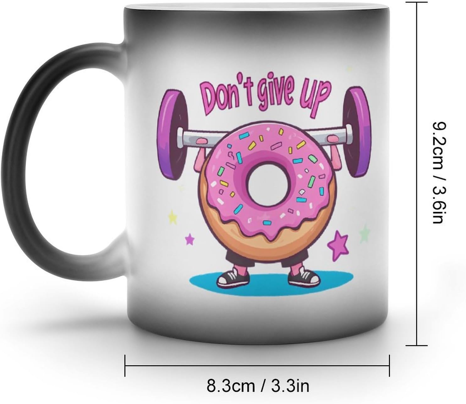Donut Weightlifting Don't Give Up Funny Color Changing Coffee Mug Ceramic Magic Cup Personalized Discoloration Tea Mugs
