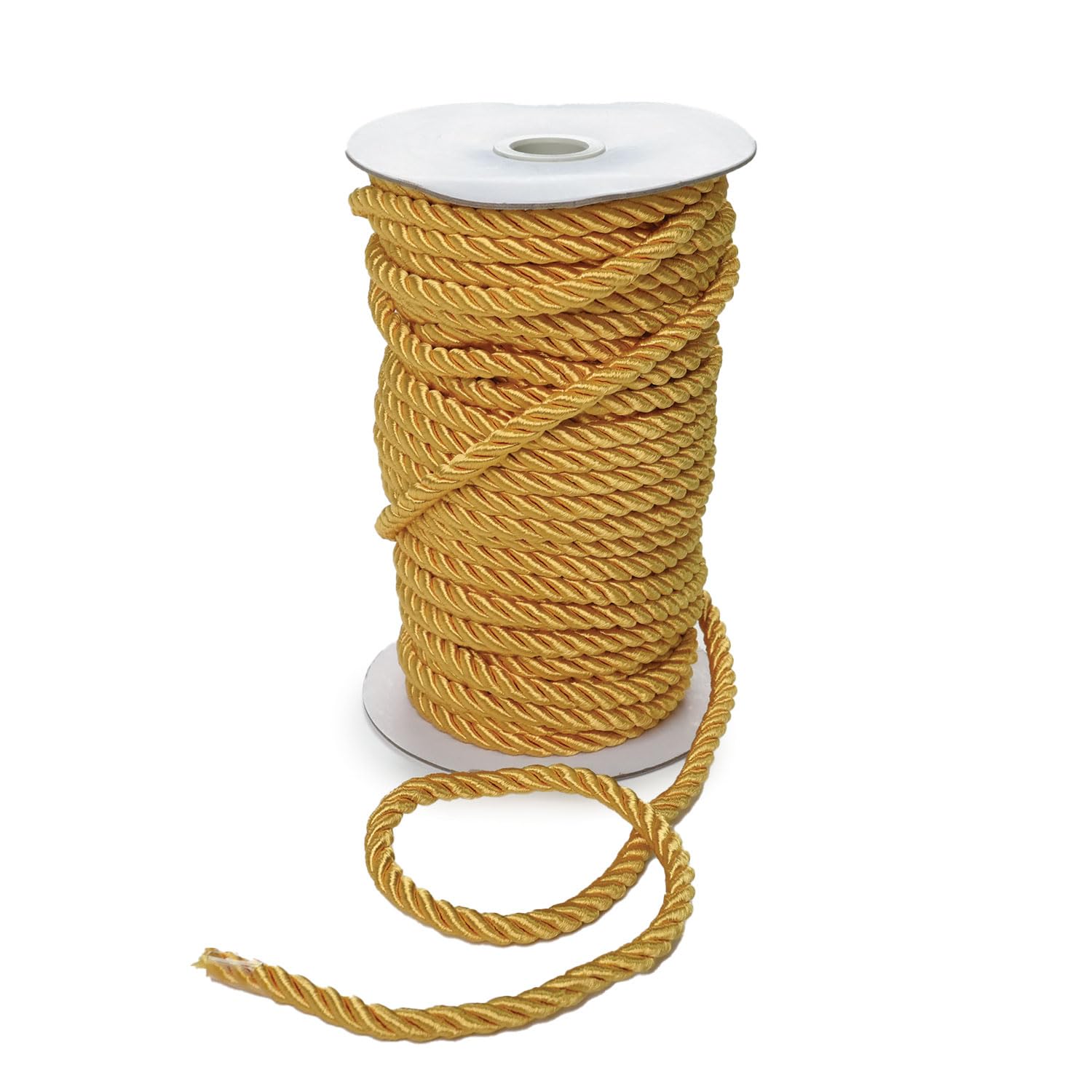 Crepe Cord - 6mm Premium Cotton Rope, Strong Macrame Cord for DIY Craft Projects, Piping Cord for Cushions, Nylon Drawstring Cord, Durable & Multi-Purpose Cotton Nylon Strong String (Dark Gold,5m)