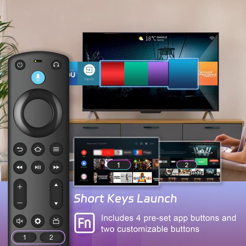 Image of Replacement Remote for FireSeries, Insignia Smart TVs Stick and TVs Cube, Voice Remote Compatible with TVs Stick(2nd /3rd Gen /Lite /4K /4K Max), Smart TVs 3rd Gen & TVs Cube(1st /2nd Gen), PRO Remote