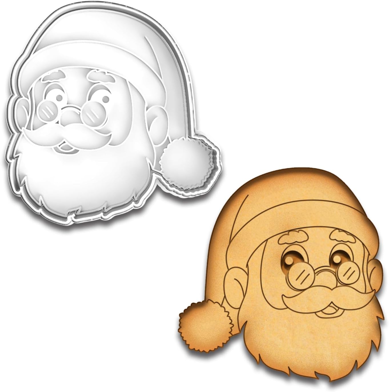 Santa Claus Cookie Cutter & Stamp Set - 4.25x4.1 Inches, Perfect for Christmas Baking