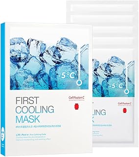 Cell Fusion C Post Alpha First Cooling Mask 5ea with Glacial Water & Panthenol, Hydrating and Plumping Korean Sheet Mask for Sensitive, Dry Skin