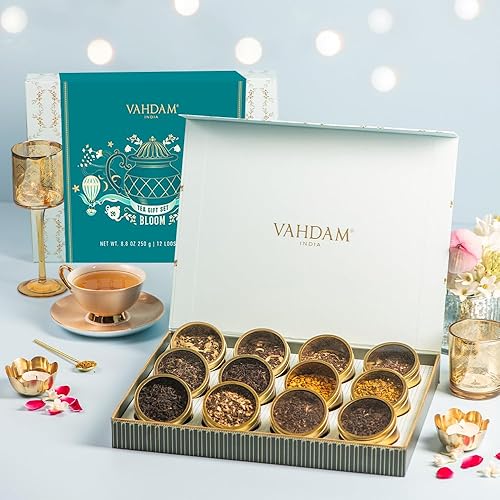 Miniatura 5 de VAHDAM, set de regalo de té surtido – BLOOM, 12 tés en una caja de regalo de té | té favorito de OPRAH | ingredientes 100% naturales – regalos del