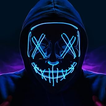 Peywot Halloween LED Light Up Mask, Scary Purge Mask with 3 Lighting Modes for Adult Costume Cosplay Festival