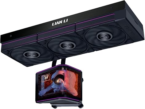 Lian Li HydroShift II OLED Kavisli 360 UNI Vantilatör P28 AiO Sıvı Soğutucu, 360 mm, OLED Ekran, P28 Fan - Siyah