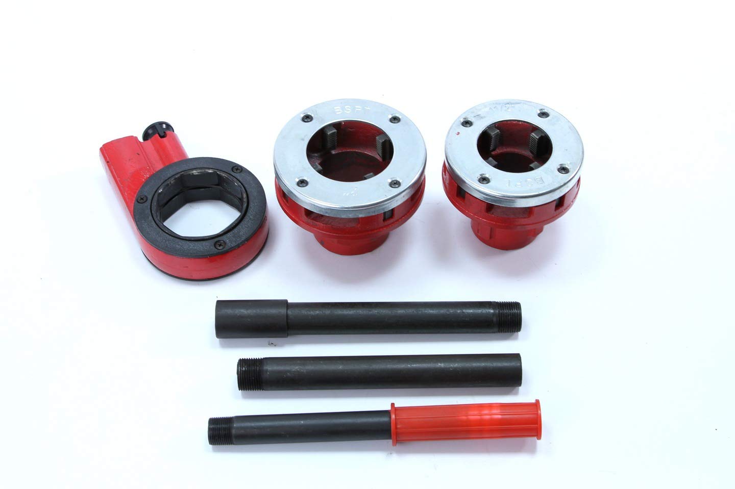 Set per Filettatura per Tubi | 2 Maschi 1/2", 2" | Chiave a Cricchetto | Prolunga | con Valigetta
