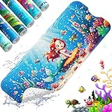 XIYUNTE Baby-Badematte für Badewanne, rutschfeste Kinder-Badematte, 101,6 x 40,6 cm, extra lang, Cartoon-Badematte, rutschfeste Kinder-Duschmatte, umweltfreundlich, Kleinkind-Badematten mit Saugnäpfen