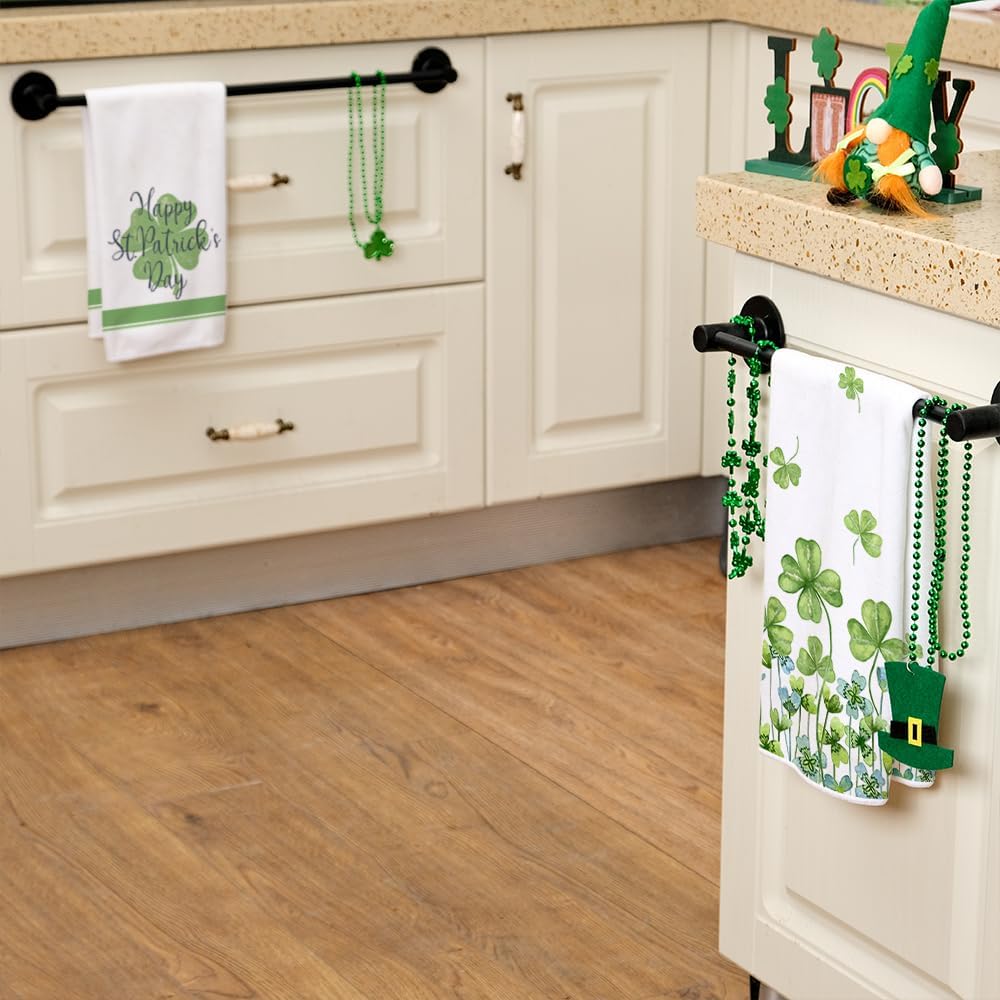 ARKENY Juego de 2 toallas de cocina con rayas verdes para el día de San Patricio, decoración del hogar, paño de secado de barra ultra absorbente, 18 x 26 pulgadas
