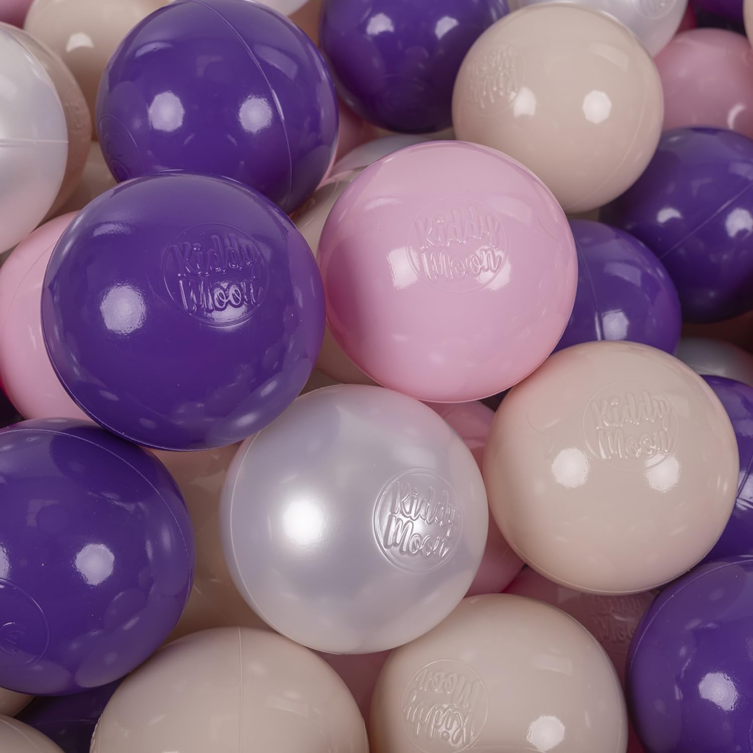 KiddyMoon Soft Plastic Play Balls 100 Balls/7Cm-2.75In Multi-Colour Made In EU, Pastel Beige/Light Pink/Pearl/Purple โ image 1