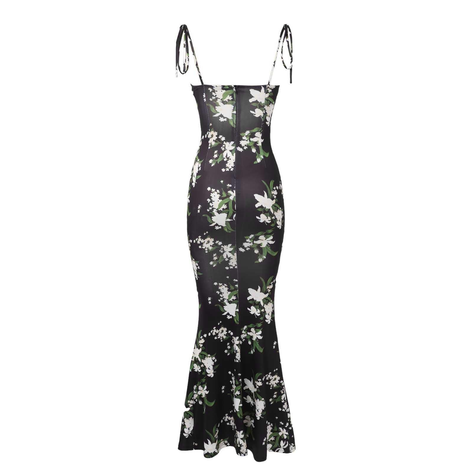 2026 Jupe Longue Moulante à Fleurs pour Femme Fines Bretelles sans Manches Style bohème Parfait pour Tenue de soirée décontractée
