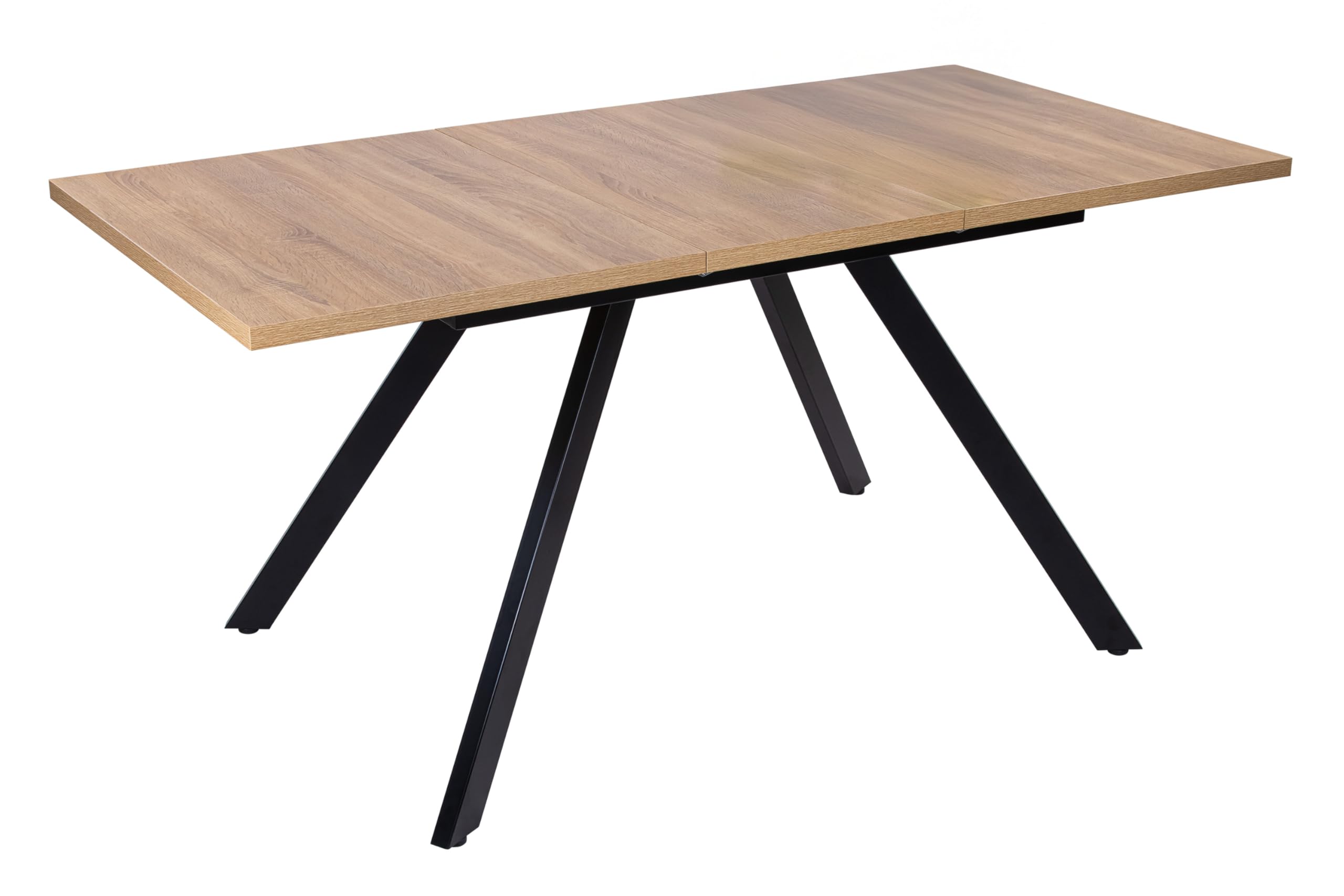 SAM Esstisch Meryl ausziehbar 120(160)x80 cm Holz-Optik Eiche Metallgestell | 30 mm rechteckige Tischplatte, Gestell schwarz