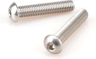 1/4-20 x 2-1/2" (20Pcs) Button Head Socket Cap Bolts Screws,304 Stainless Steel 18-8,Fully Machine Thread,Hexagon Socket Flat Round Head Screws,Bright Finish,Allen Hex Drive