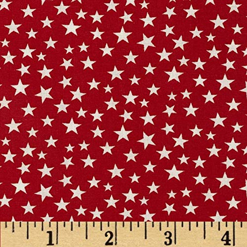 Made in the USA Stars White/Red, Fabric by the Yard