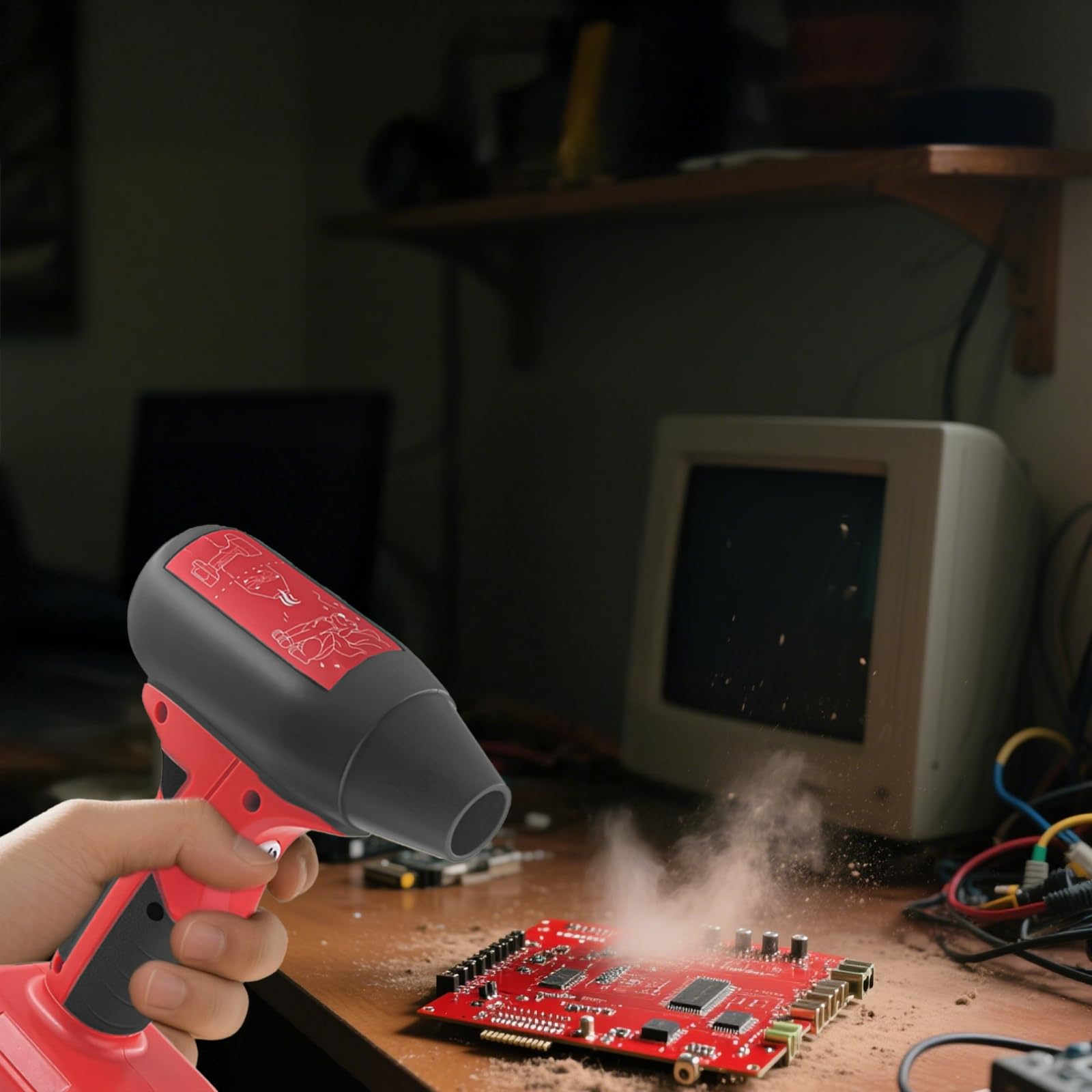 Plumero de aire comprimido, con 3 boquillas, soplador inalámbrico para batería Milwaukee de 18 V, 2 modos, 4 velocidades ajustables, para limpieza de teclado y coche
