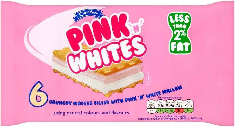Caxton Pink and White Wafers 6 Pack 60g