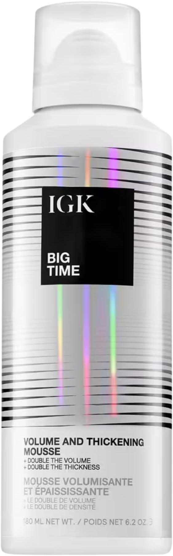 IGK BIG TIME Volume & Thickening Mousse | Moveable + Fullness + Frizz Control | Vegan + Cruelty Free | 6.2 Oz