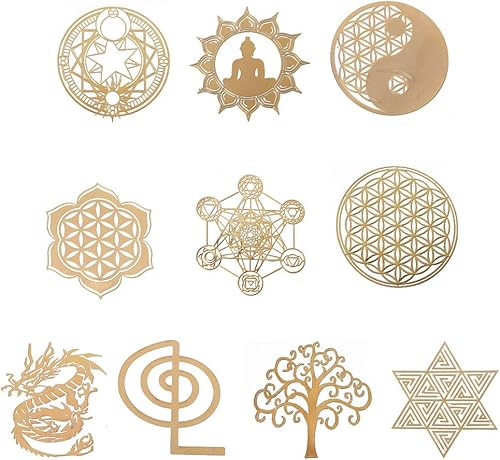 Miniatura 6 de angwang 10 Uds 2.7 in 7 Chakra Cobre Torre Energía Orgonita Pegatina Flor Vida Árbol Pirámide Resina Epoxi Material Fabricación de Joyas